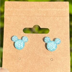 Disney Mouse Ears Snowflake Resin Stud Earrings, Christmas Earrings, Nickel Free